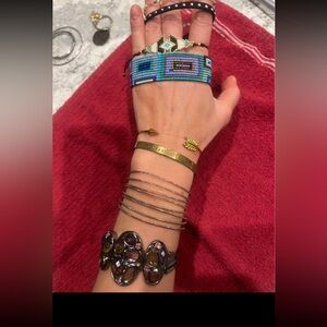 8 bracelets- beaded, gem stones, gold